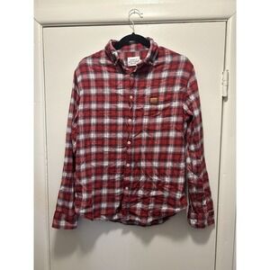 Simply Southern Red Plaid Flannel Long Sleeve Button Down Shirt Size Medium